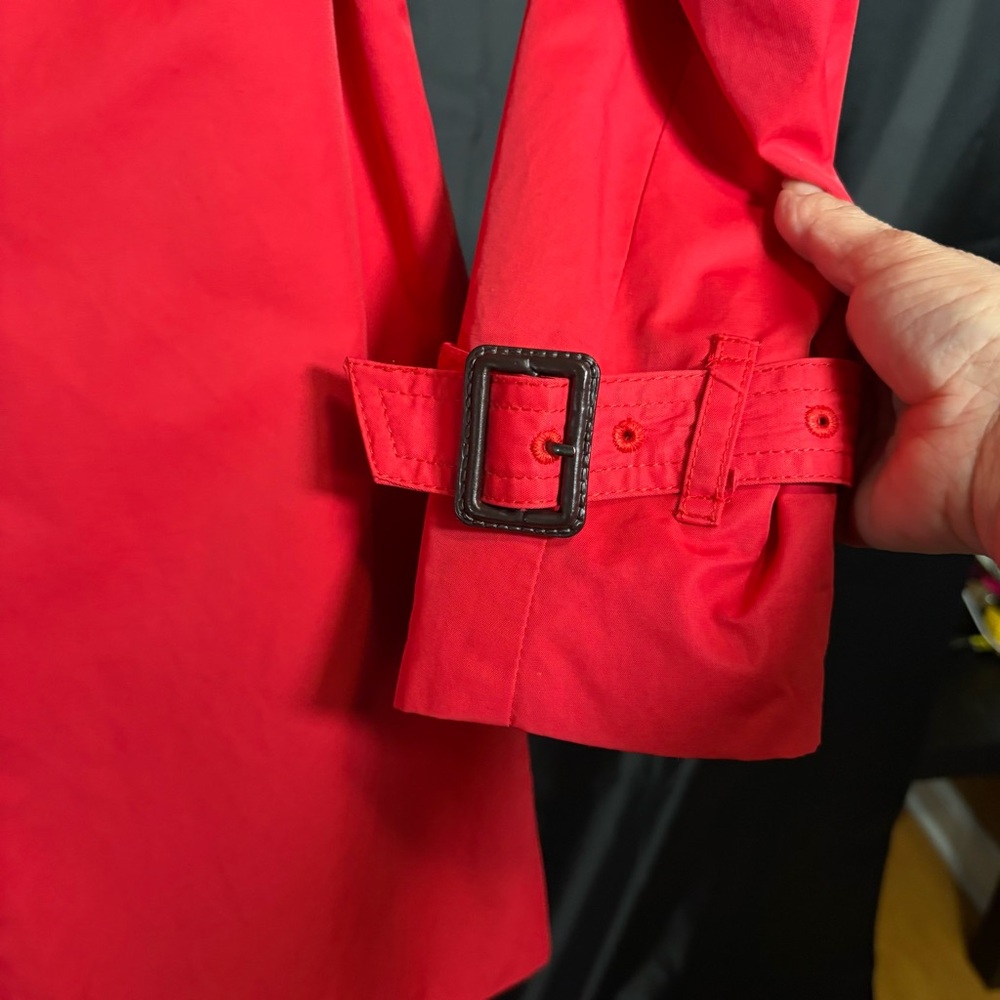 Women's Red Double-Breasted Trench Coat Sz S - Picture 10 of 16